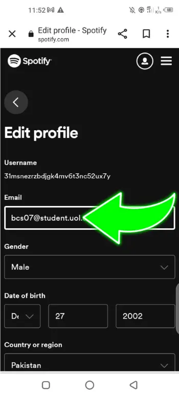 change Spotify email in free account
