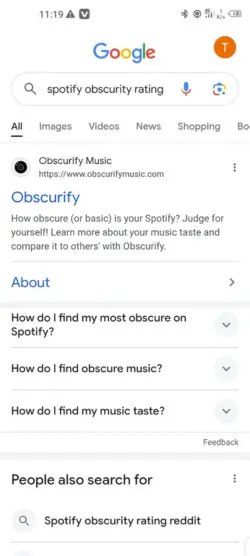Spotify Obscurity rating