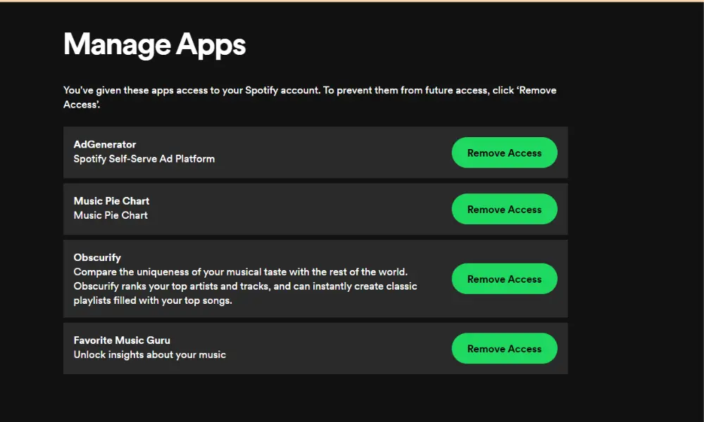 Removing access connected apps