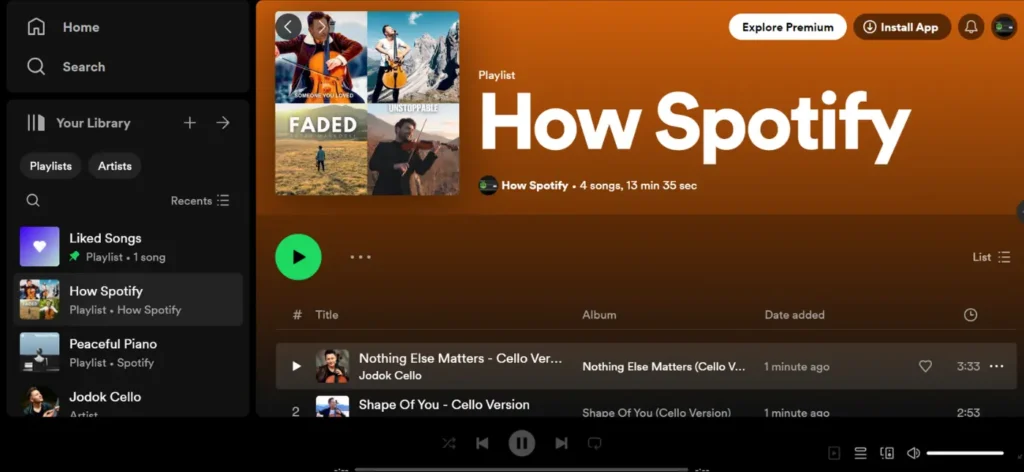 Spotify interface vs JOOX music interface
